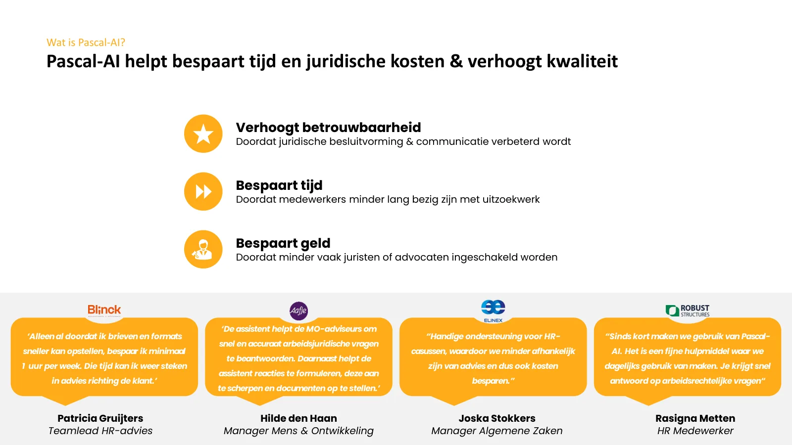 Pascal-AI bespaart tijd en juridische kosten en verhoogt de kwaliteit, met ervaringen van gebruikers.