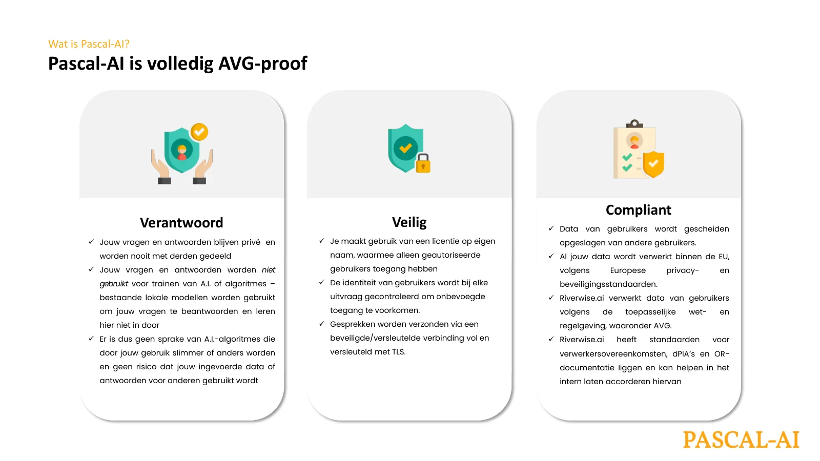 Pascal-AI is volledig AVG-proof: verantwoord, veilig en compliant.