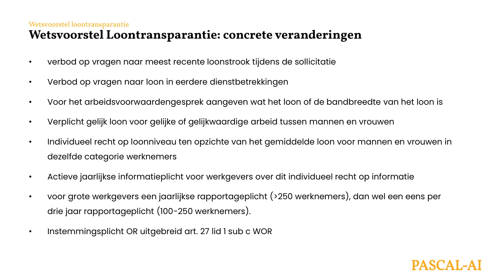 Wetsvoorstel loontransparantie: de concrete veranderingen voor werkgevers.
