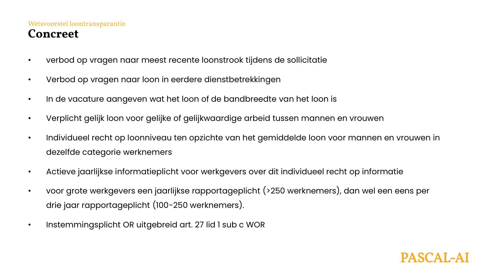 Wetsvoorstel loontransparantie: de concrete verplichtingen voor werkgevers.