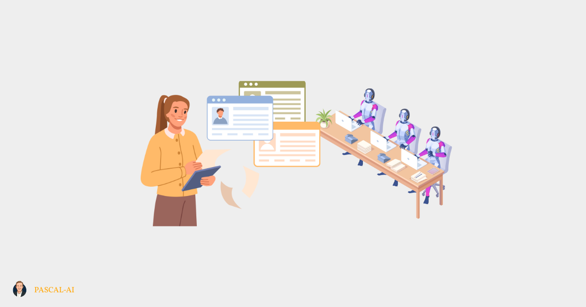 Illustratie van HR professional die ondersteuning ontvang van HR